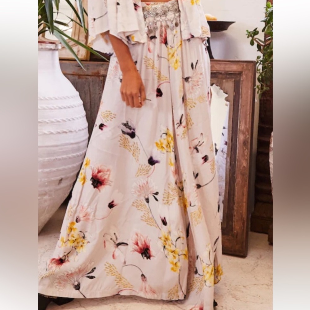 JAASE Juliette Bombay Floral Wide Leg Palazzo Pants Elasticized Waist Pockets